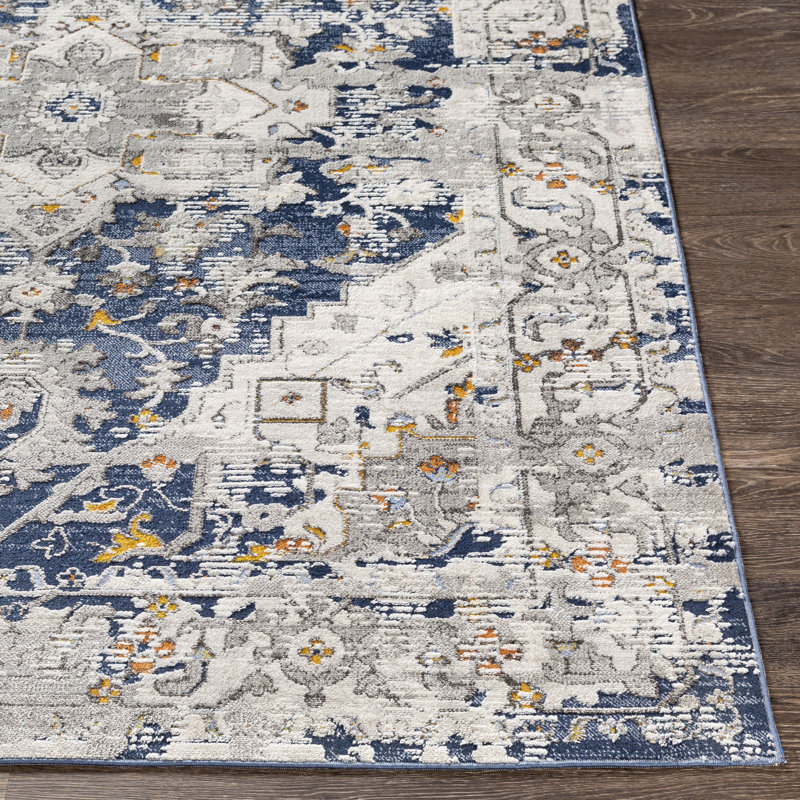 Tapis oriental bleu / gris clair, Rectangle 2 pi x 2 pi 11 po