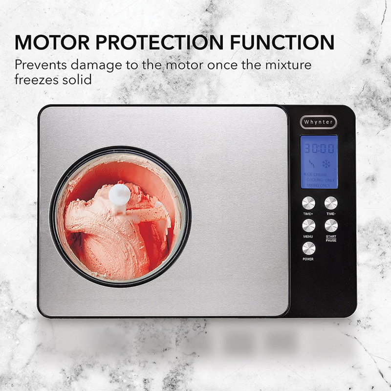 Stainless Steel 2.1 Quart Automatic Ice Cream Maker with LCD Display