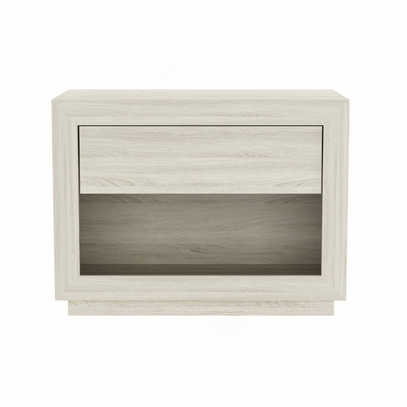 Table de chevet en chêne blanchi, H 24 po x l 18,3 po x P 32 po