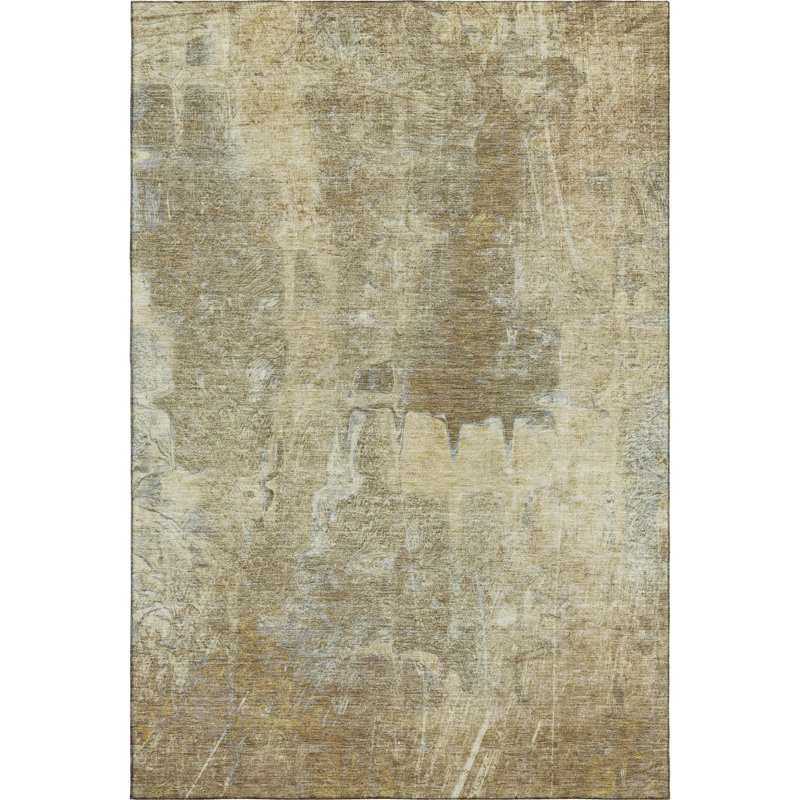 Premium Machine Washable Mayfield AMF2226 Abstract Rug, 2'6" x 3'10", Khaki