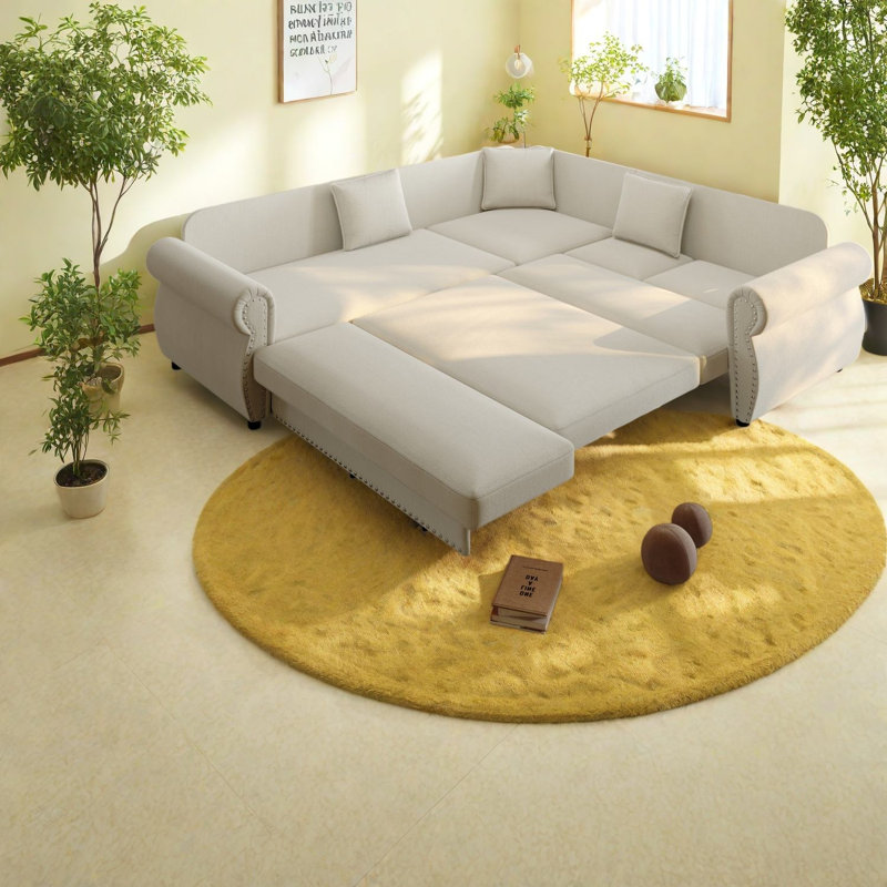 Canapé d'angle à compression, canapé-lit en chenille de 224 cm (88,2 pouces), style moderne