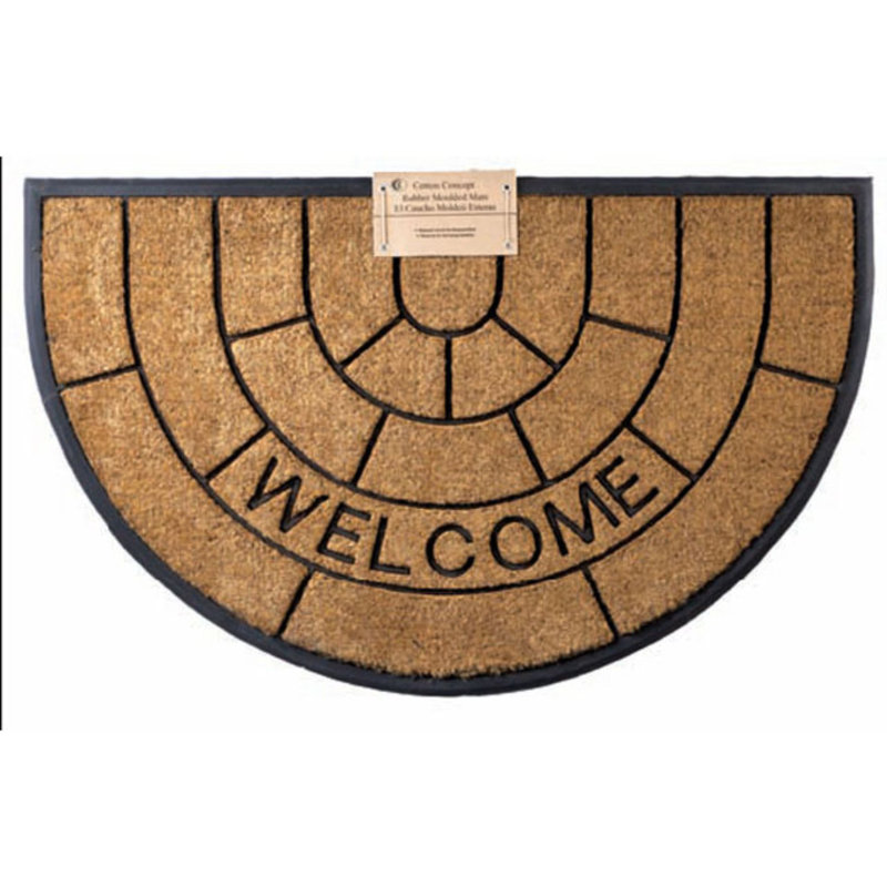 Bienvenue en demi-lune moulée 30 po x 48 po tapis de porte extérieur antidérapant