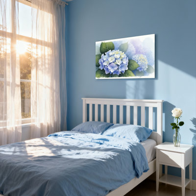 Hydrangea, aquarelle florale, reproduction d'art sur toile tendue sur toile, ensemble de 1