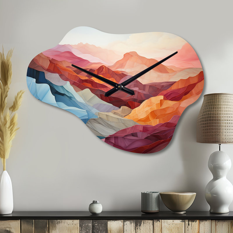 Horloge murale Anfal Coral Teal Mountains Majestic, Petit