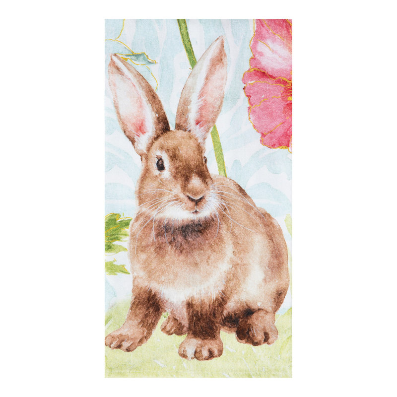 Sitting Bunny Kitchen Towel, Brown/Blue Sitting Bunny Kitchen