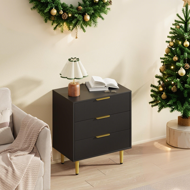 71.1cm W 3 - Drawer Chest of Drawers, Black