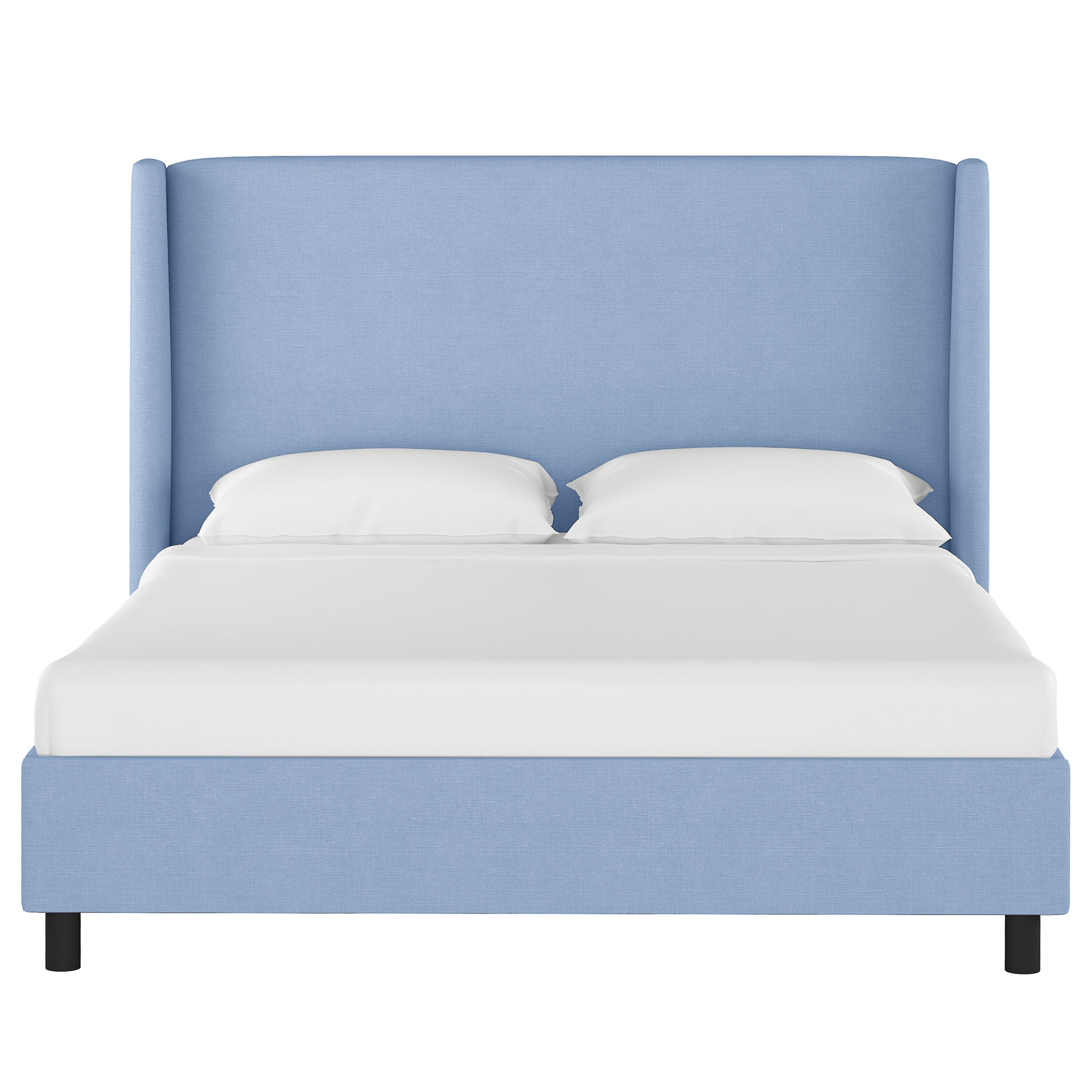 Tilly Upholstered Low Profile Platform Bed, Linen Denim, King