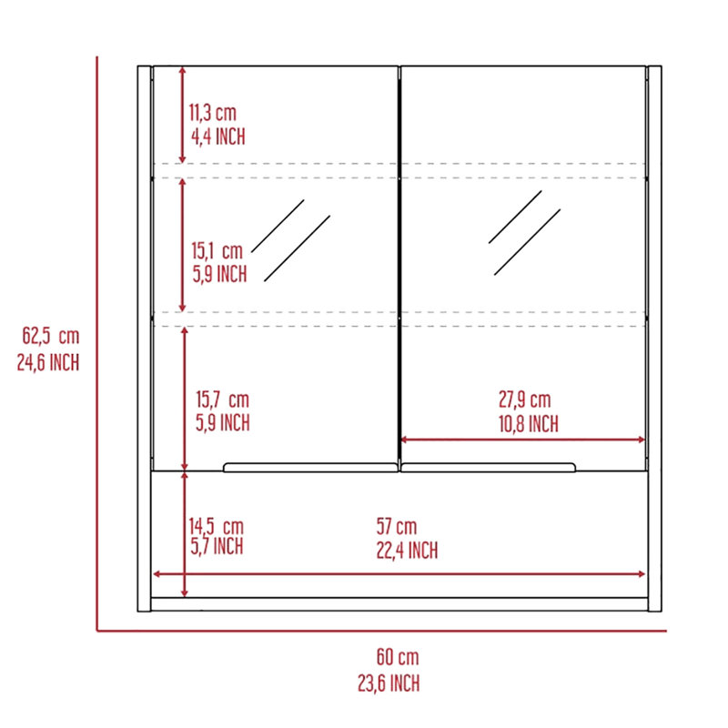Armoire de salle de bain 2 pièces en chêne - meuble-lavabo avec suffisamment d'espace intérieur et portes en miroir, pratique pour la salle de bain