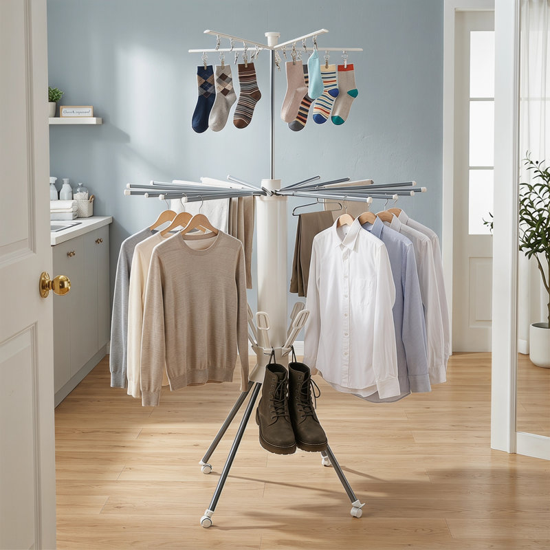 Support à vêtements pliable à 4 pieds
