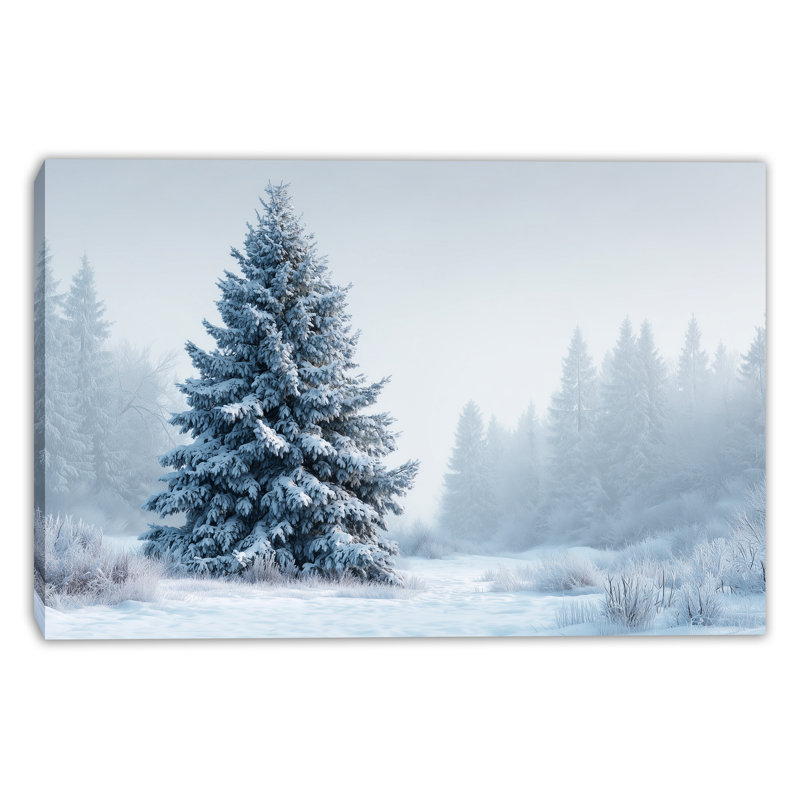 Snow Covered Pine Meadow Wrapped Canvas Wall Art, 30"x40"