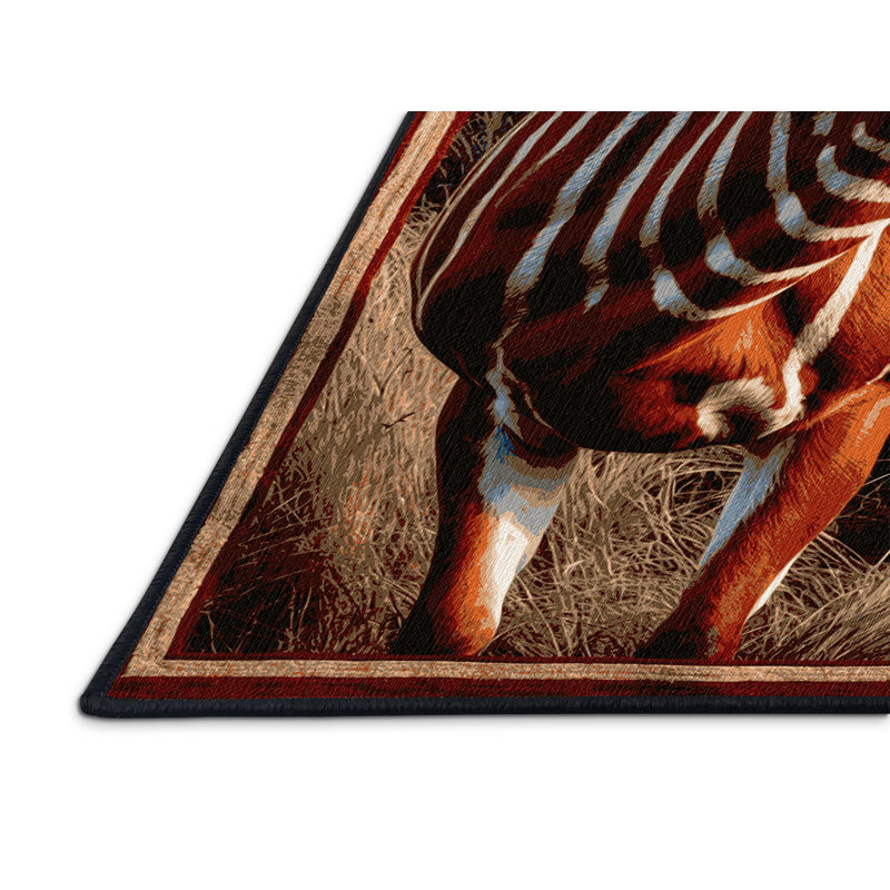 Washable Mountain Bongo Wildlife Area Rug, Rectangle 8' x 12'
