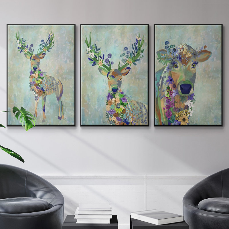Fantastic Florals Cow, Noir, H 40 po x l 90 po x P 2 po