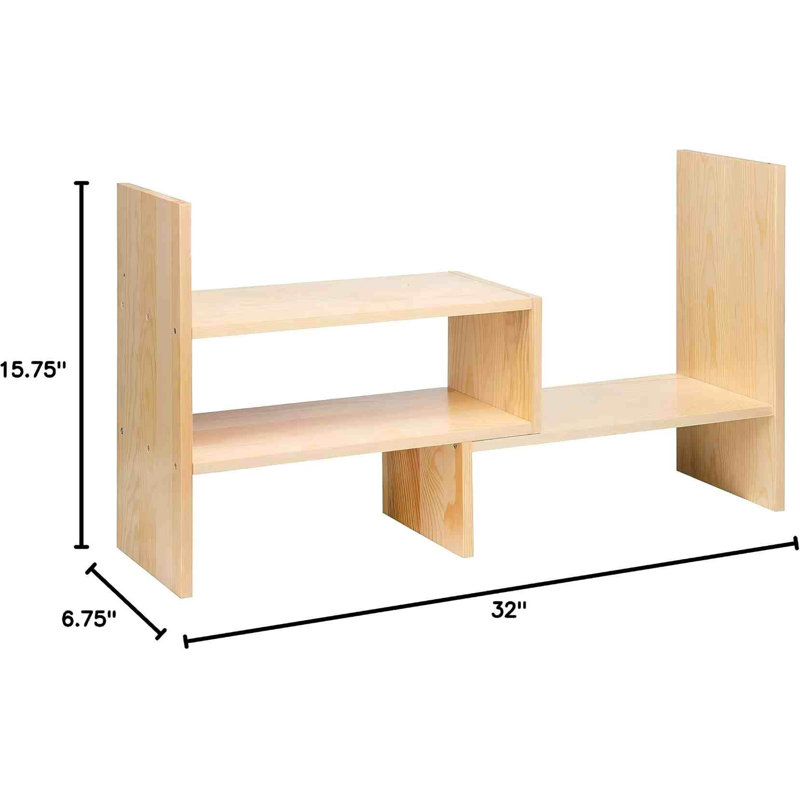 Organisateur de bureau Support de rangement de bureau Présentoir de livres en bois naturel réglable Support de bureau en bois