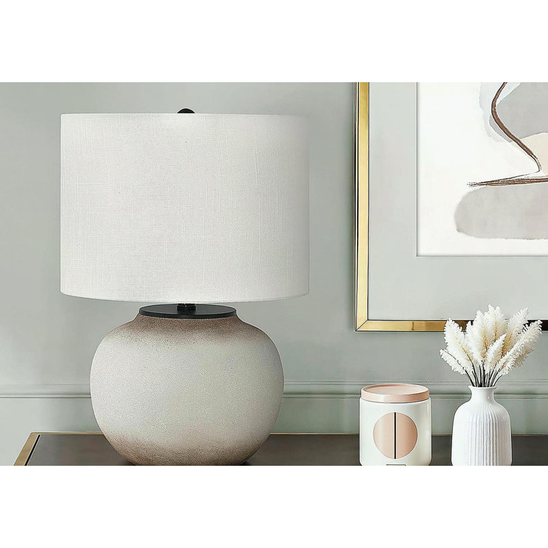 Lighting, 21 po, lampe de table, céramique crème, abat-jour ivoire / crème, moderne