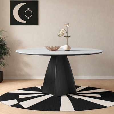 Table de dalle en pierre blanche moderne et minimaliste
