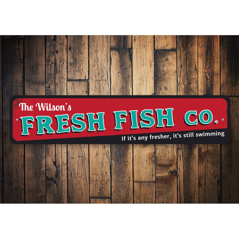 Plaque en aluminium Fresh Fish Company, H 4 po x l 18 po x P 0,04 po
