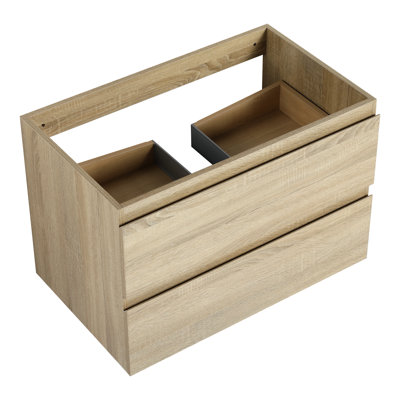Oak Plywood Bathroom Vanity, 30" Wall Mounted, Trendsetting Look Storage, Vanity Unit