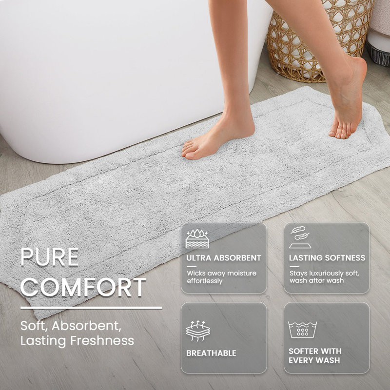 Tapis pour salle de bain Morissette, L 21 po x L 34 po, Gris clair