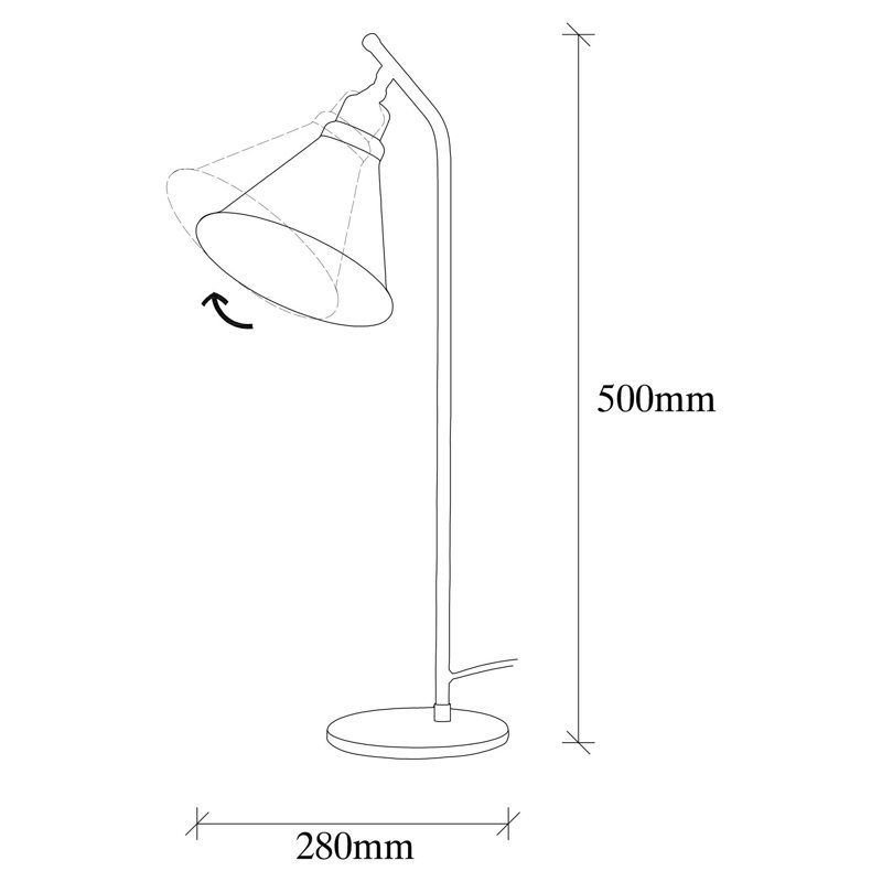 Modern Industrial Table Lamp, Black & Gold Metal Body, 11.0 in Diameter x 19.7 in Height | E27 Socket, Max 40W | 6.6 ft Cable, IP20 Rated | Scandinavian Design, Perfect for Home or Office Décor