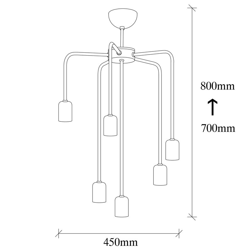 Luminaire suspendu à 6 lumières Dereham, Noir