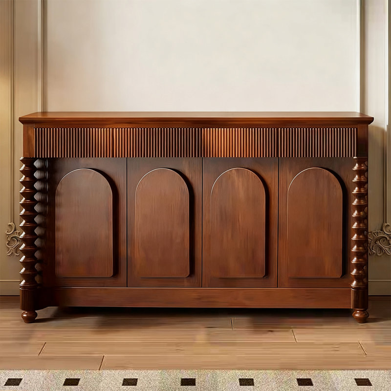 Retro Nut-Brown Solid Wood Sideboard
