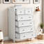 Commode 6 tiroirs avec plateau en grain de bois et poignée fleur