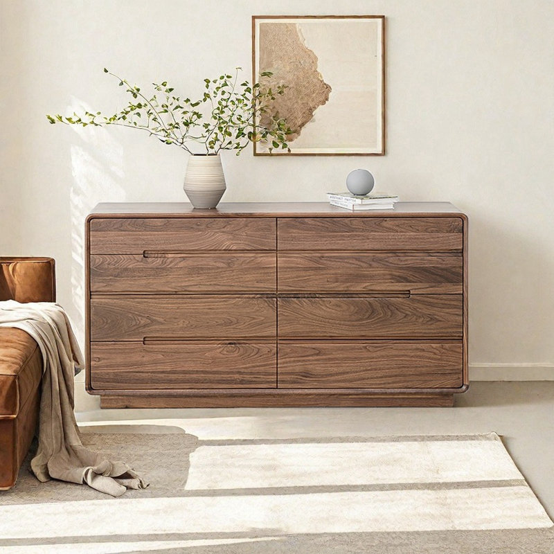Commode d'appoint en bois massif noyer noir