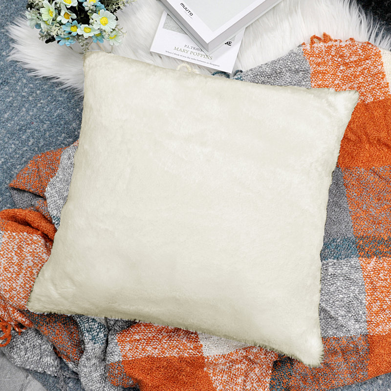 Housse de coussin réversible en fausse fourrure, Blanc antique