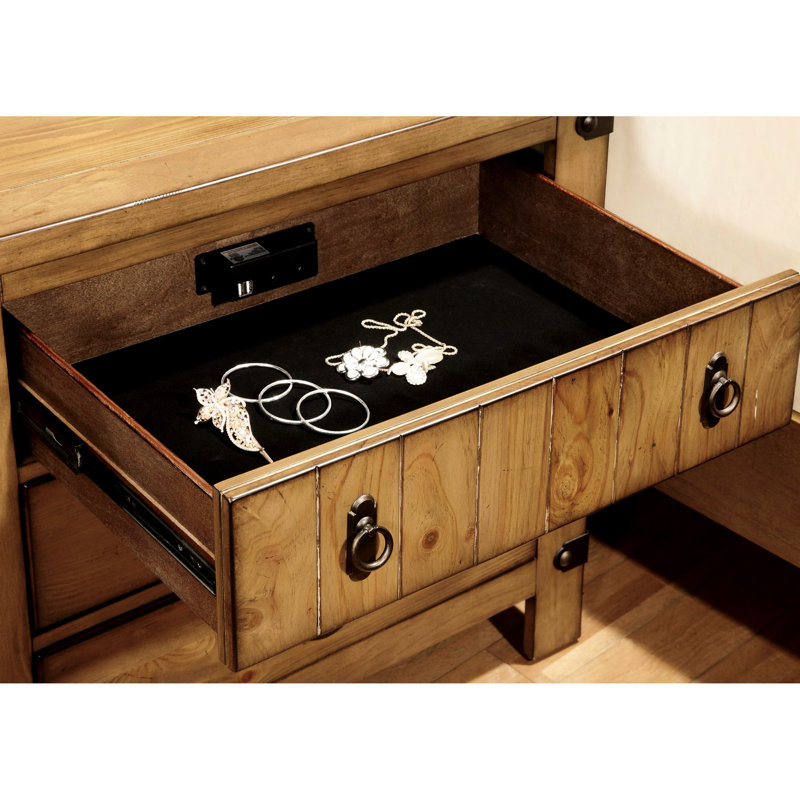 Table de chevet transitionnelle avec texture patinée et fiche de glissement en métal pour table contemporaine