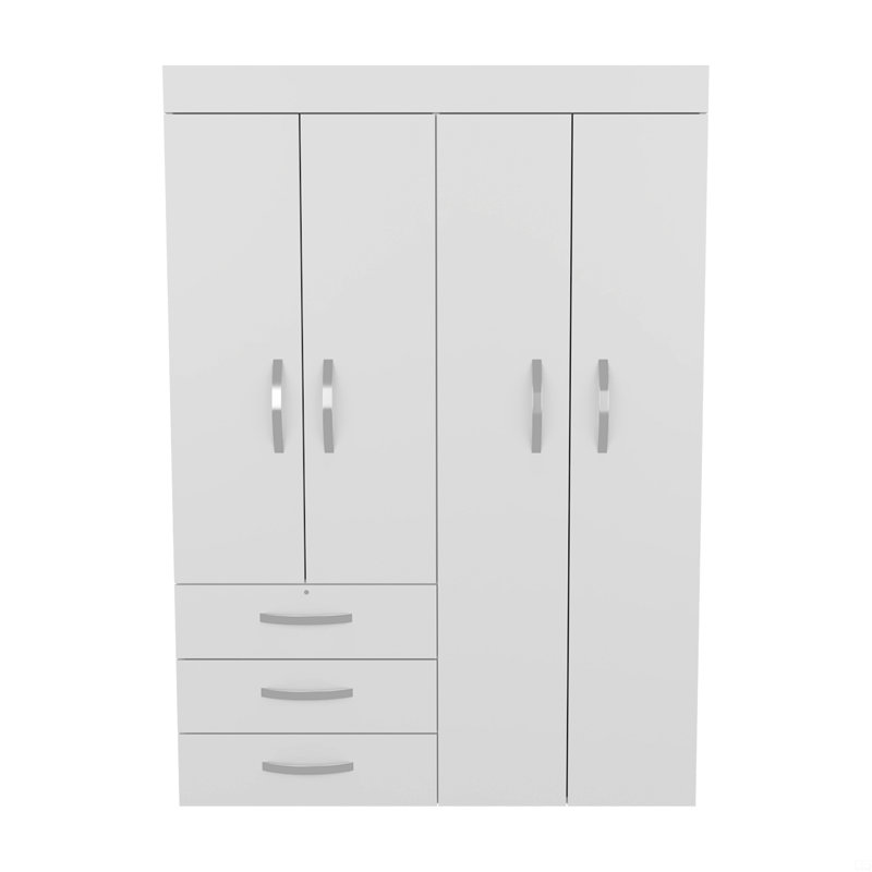 Armoire réglable, tringles, armoire à deux portes, trois tiroirs, deux tablettes