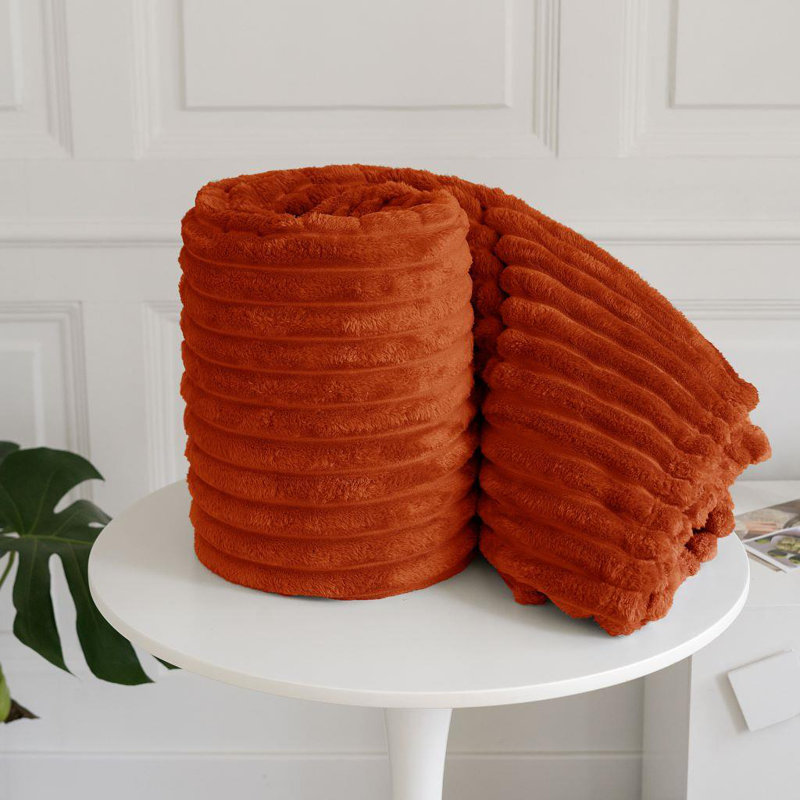 Machine Woven Throw Blanket, Orange, 200cm x 150cm