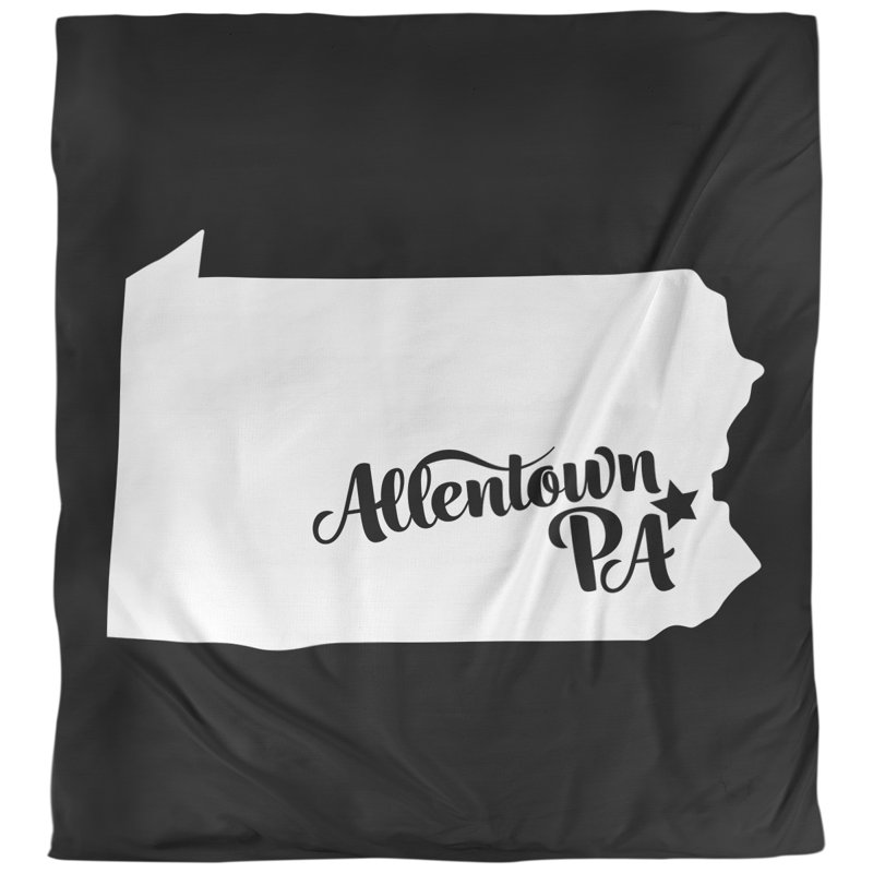 Housse de couette réversible Allentown Pennsylvania, Microfibre, Housse de couette pour grand lit, Noir