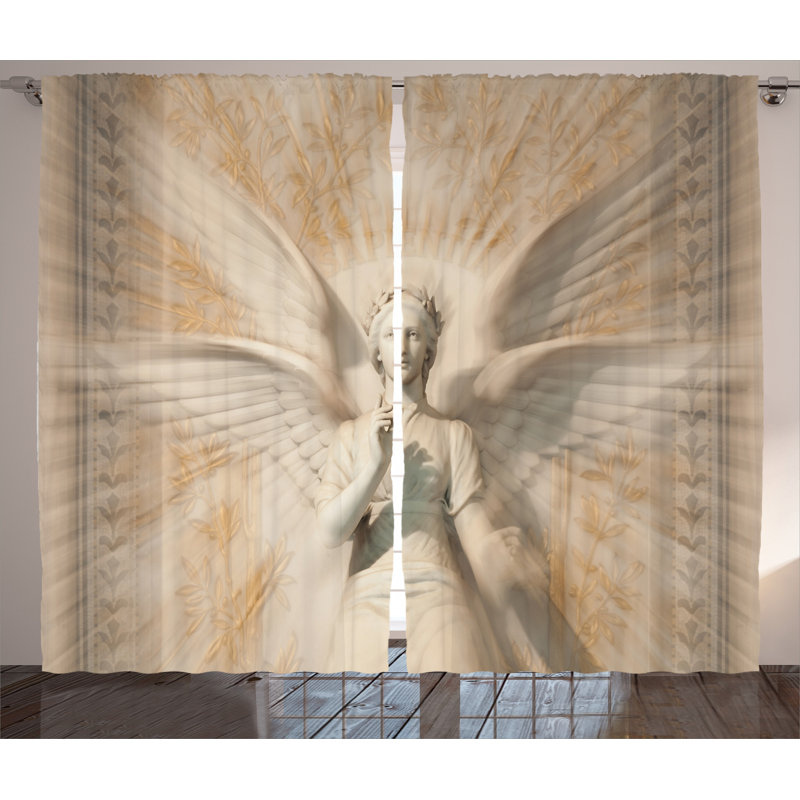 Rodick Angel Woman in Medieval Site 2 Piece Semi-Sheer Curtain Panel Set, 54" W x 84" L