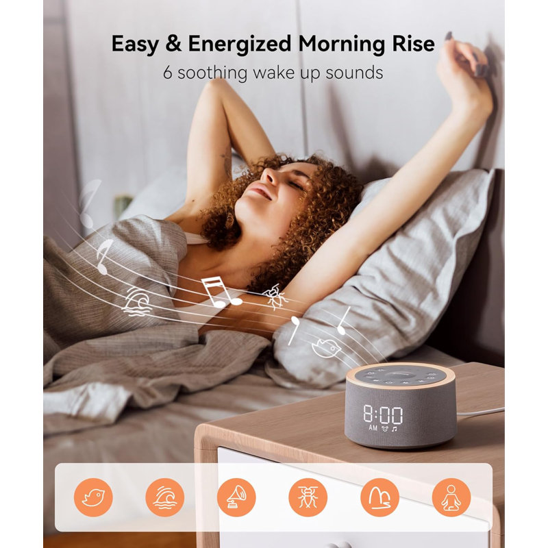 Sound Machine & Alarm Clock Sound Machine For Sleep White Noise Machine With 29 Soothing Sounds Night Light 0-100% Dimmable, White Noise Alarm Clock