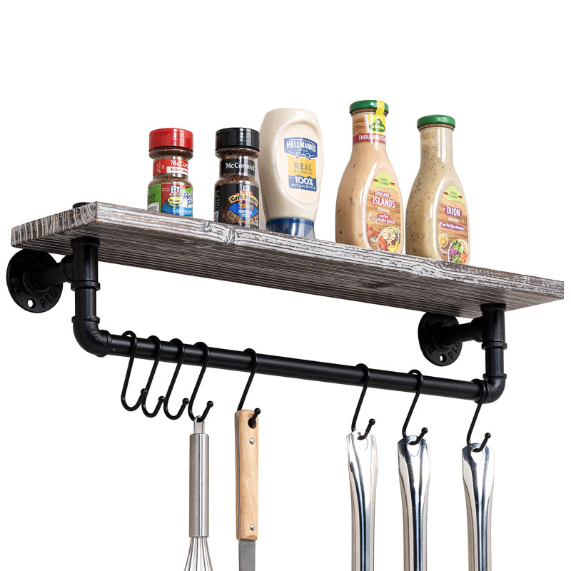 Wood Rectangle Wall Mounted Pot Rack