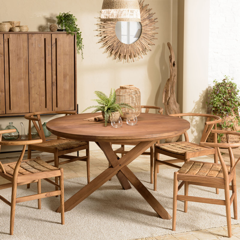 Bloomburg Teak Round Solid Wood Dining Table
