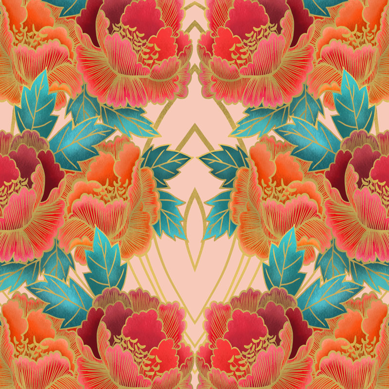 " Peonies On Pink " by Sewzinski, 30" H x 30" W
