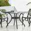 Square Table With Intricate Lattice Top, Patio Table