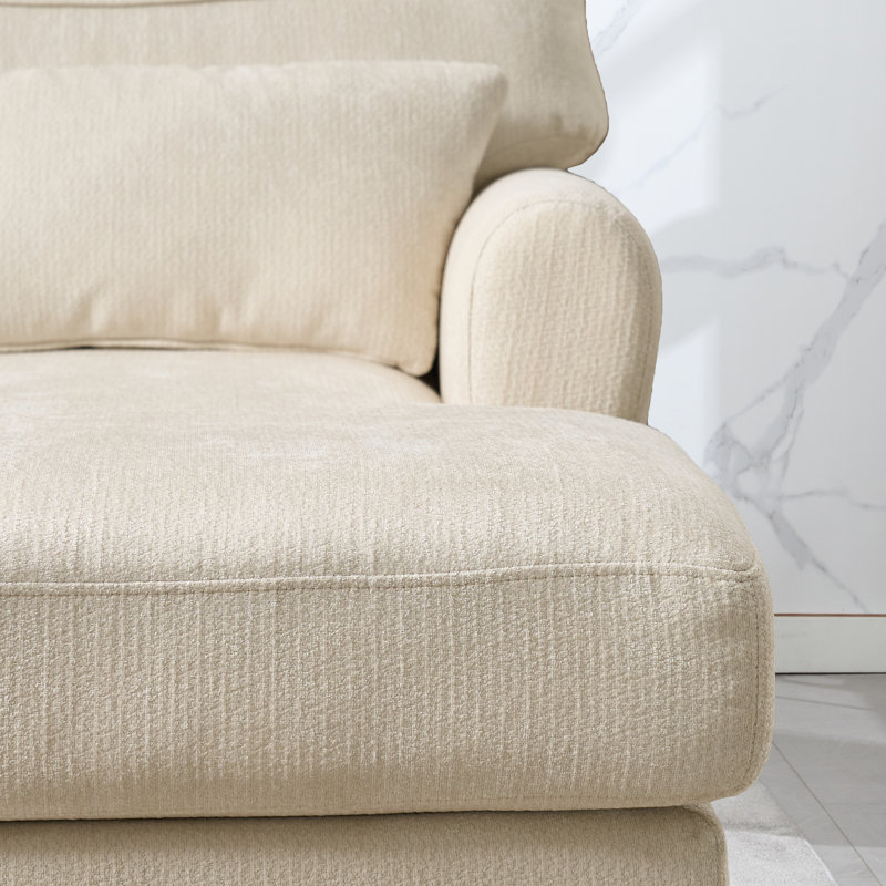 Chaise longue rembourrée L 51,55 po, Blanc