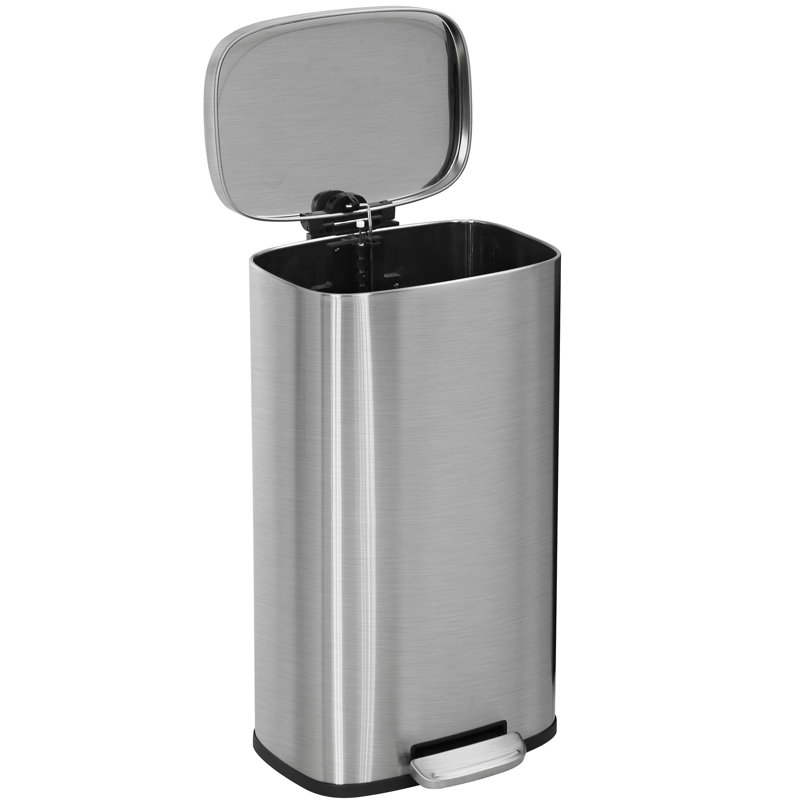 Brushed Stainless Steel 8-Gallon Oval Pedal Trash Can