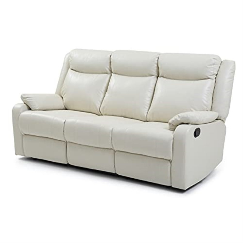 Boston 76'' Faux Leather Reclining Sofa, Pearl