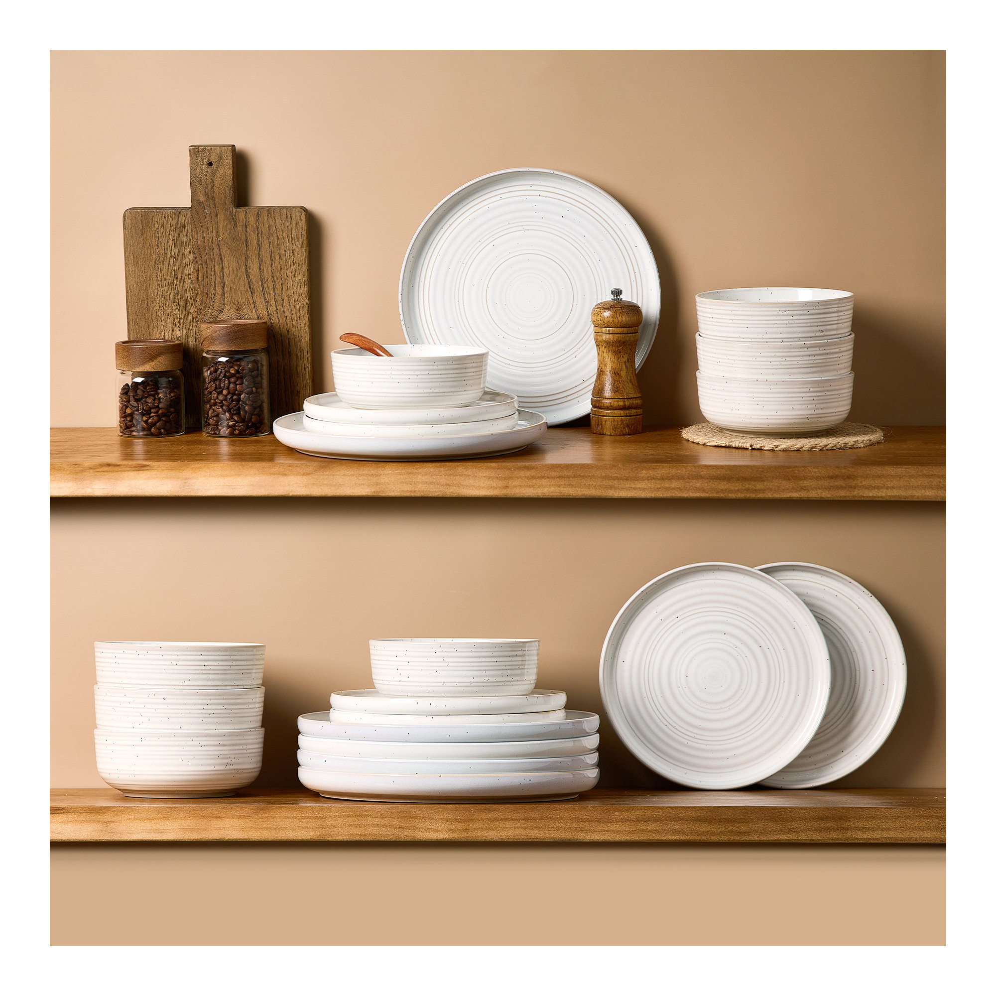  Constellation Plates And Bowls Sets, 12 Piece Dinnerware Sets, White, White