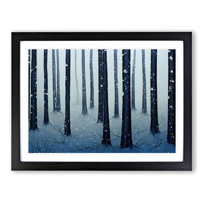 XH1022-6716X Painted Winter Forest Vol.4 - Single Picture Frame Painting, Black Framed, 46cm H x 64cm W x 2cm D