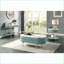 Table basse Glam bleu sarcelle clair avec plateau en faux marbre blanc, tiroir dissimulé et amp; Tablette ouverte