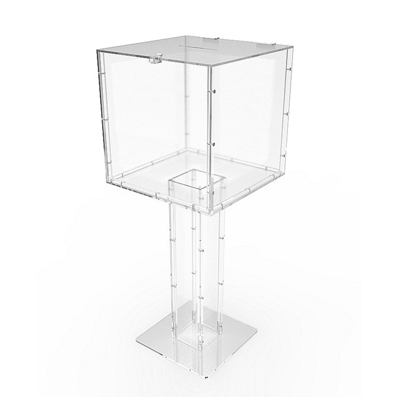 Fixturedisplays® 15X15x38" Clear Plexiglass Large Floor Standing Tithing Box Offering Box Ballot Box 14316