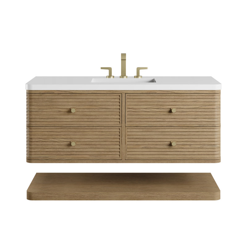 Allamari 48" W Single Vanity, White Zeus Silestone, 8" Widespread, Dune Mist