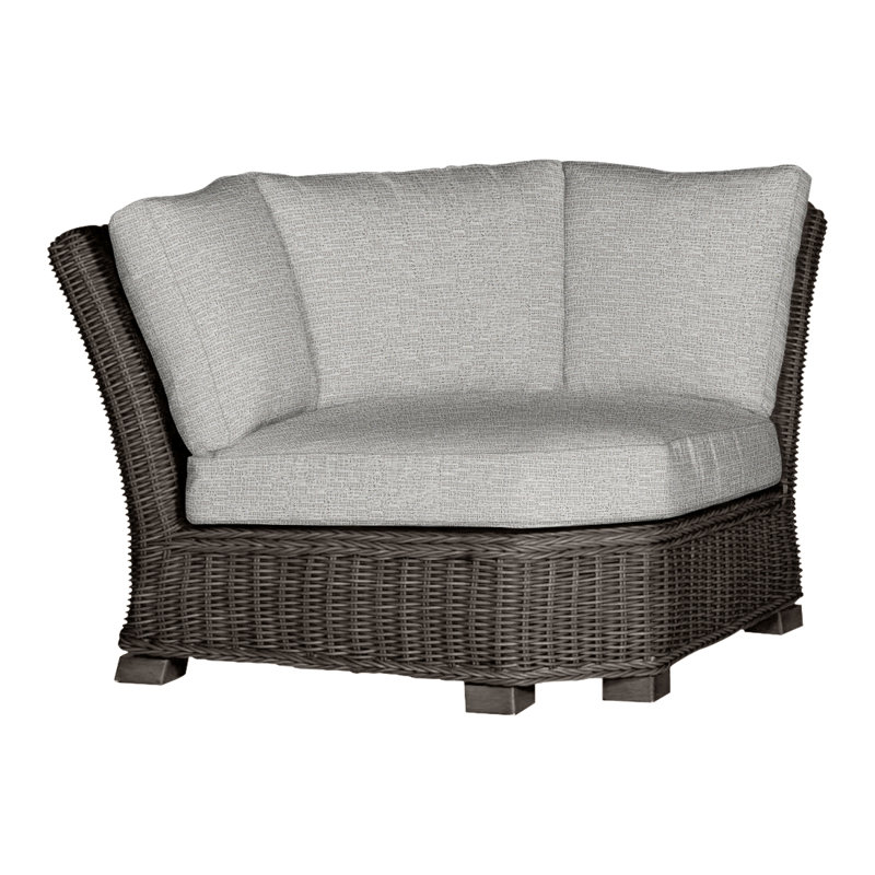 Rustic Woven Sectional Corner, No Welt, Black Walnut, Linen Navy