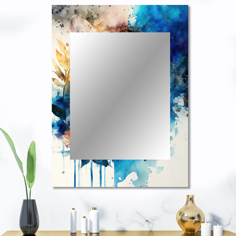 Tiger Portrait With Flowers II - Tiger Wall Mirror, Modern Decorative Mirror, Printed Metal Art, 40" x 30"