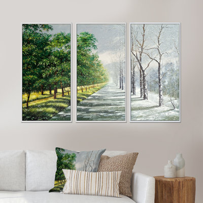 Hiver et été unis - 3 cadres photo sur toile