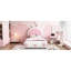 Lit plateforme tapissier simple avec tête de lit charmante en forme de lapin - matériaux blanc / rose